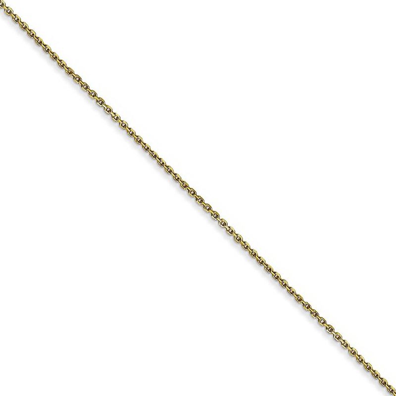 0.8mm 10k Yellow Gold Solid Diamond Cut Cable Chain Necklace, 16 Inch